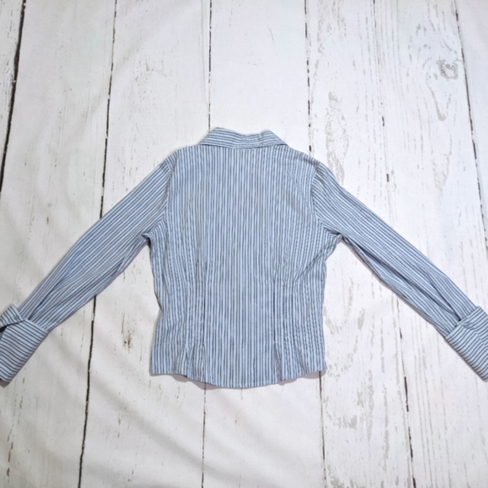 SO..SO REAL SO RIGHT  Blue Striped V-Neck Button Close - Picture 5 of 16